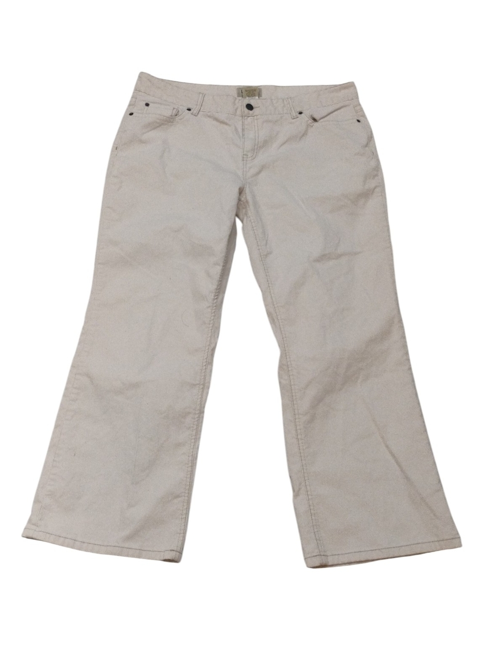 L.L. Bean Women's Wide-Leg Corduroy Jeans in Light Beige SZ 18 P